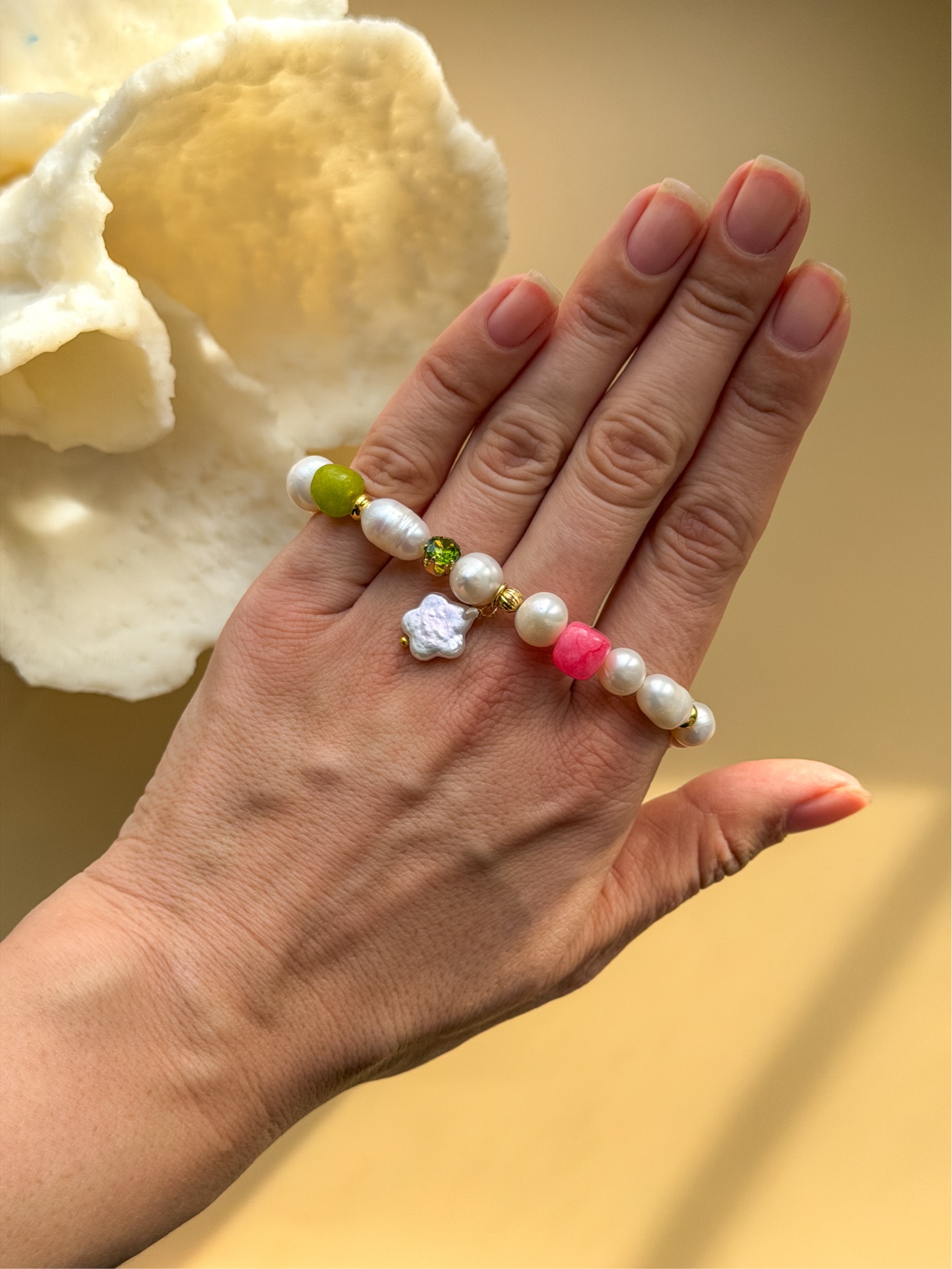 Браслет из микса жемчуга  с барочным жемчугом