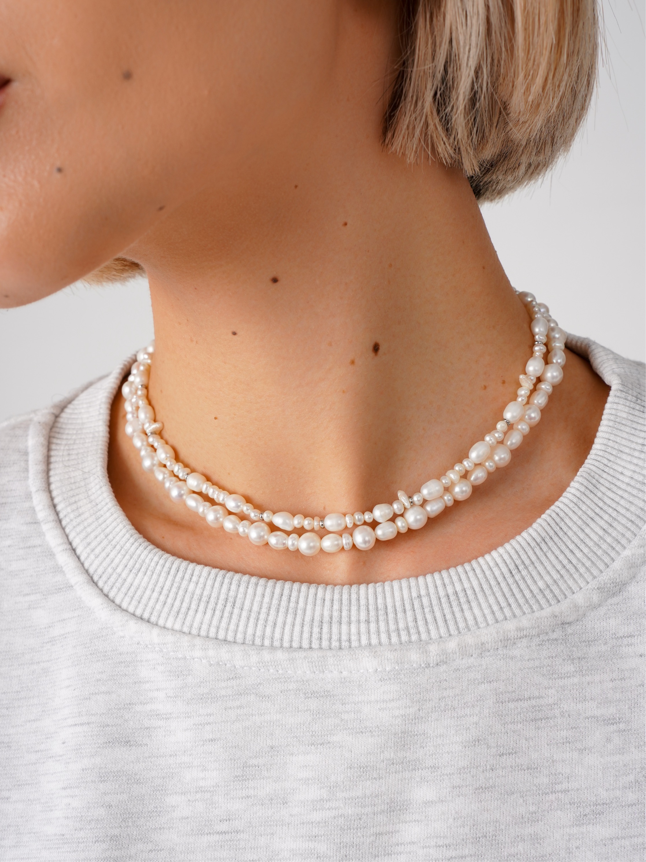 Чокер из жемчуга трех размеров