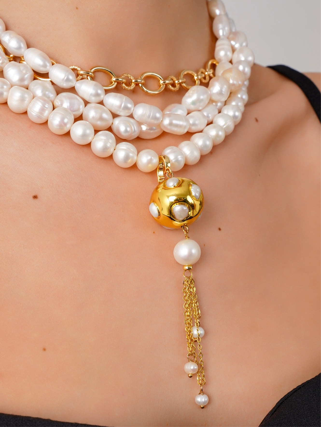 Подвеска с жемчугом и покрытием 18КТ